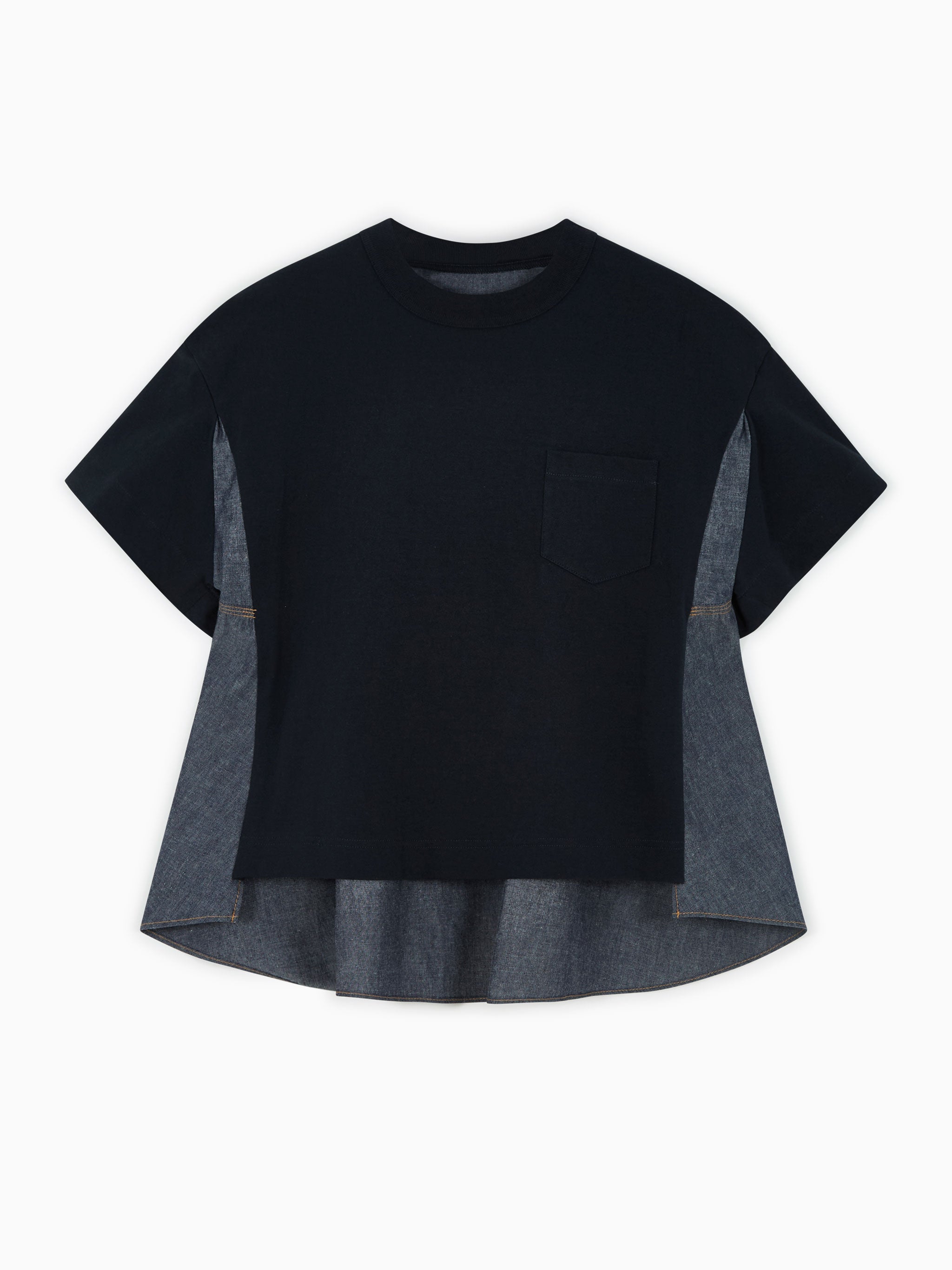 Camiseta en denim y jersey