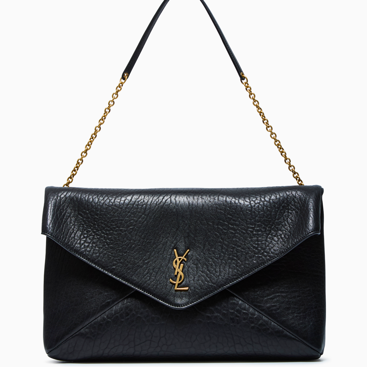 Saint Laurent Paris チェーンベスト CASSANDRE large pouch on chain in lambskin in Black | Saint