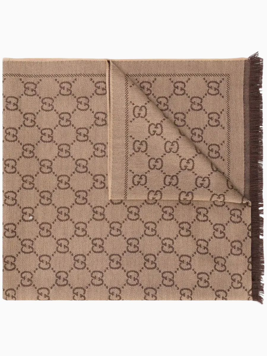 Gucci Scarf with ‘GG’ pattern Graphite GG Jacquard Pattern Knitted Scarf | GUCCI® TR