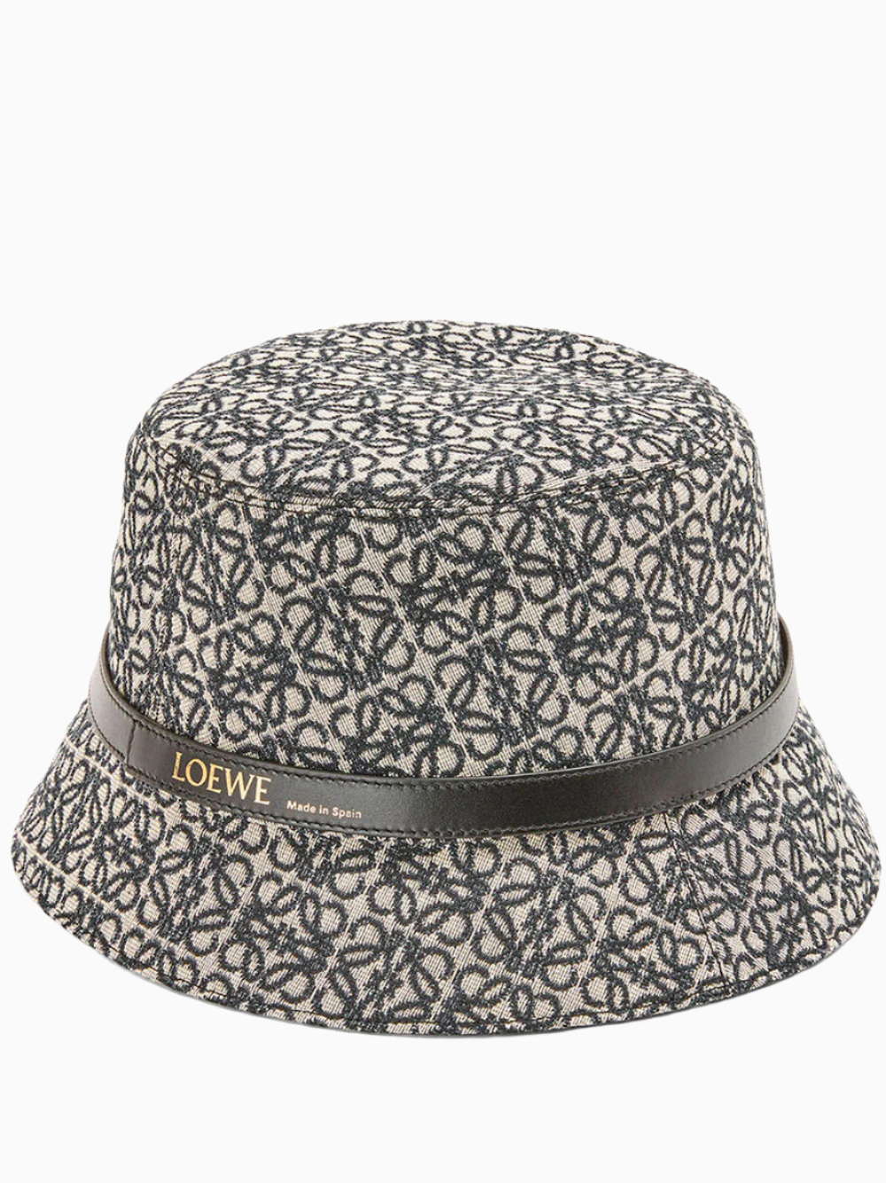 Gorro bucket en jacquard y piel