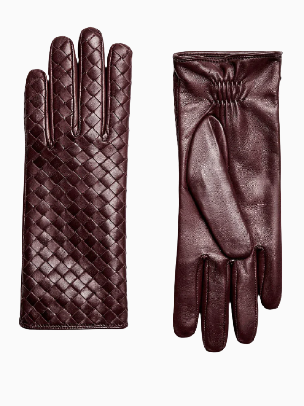 Intrecciato leather gloves