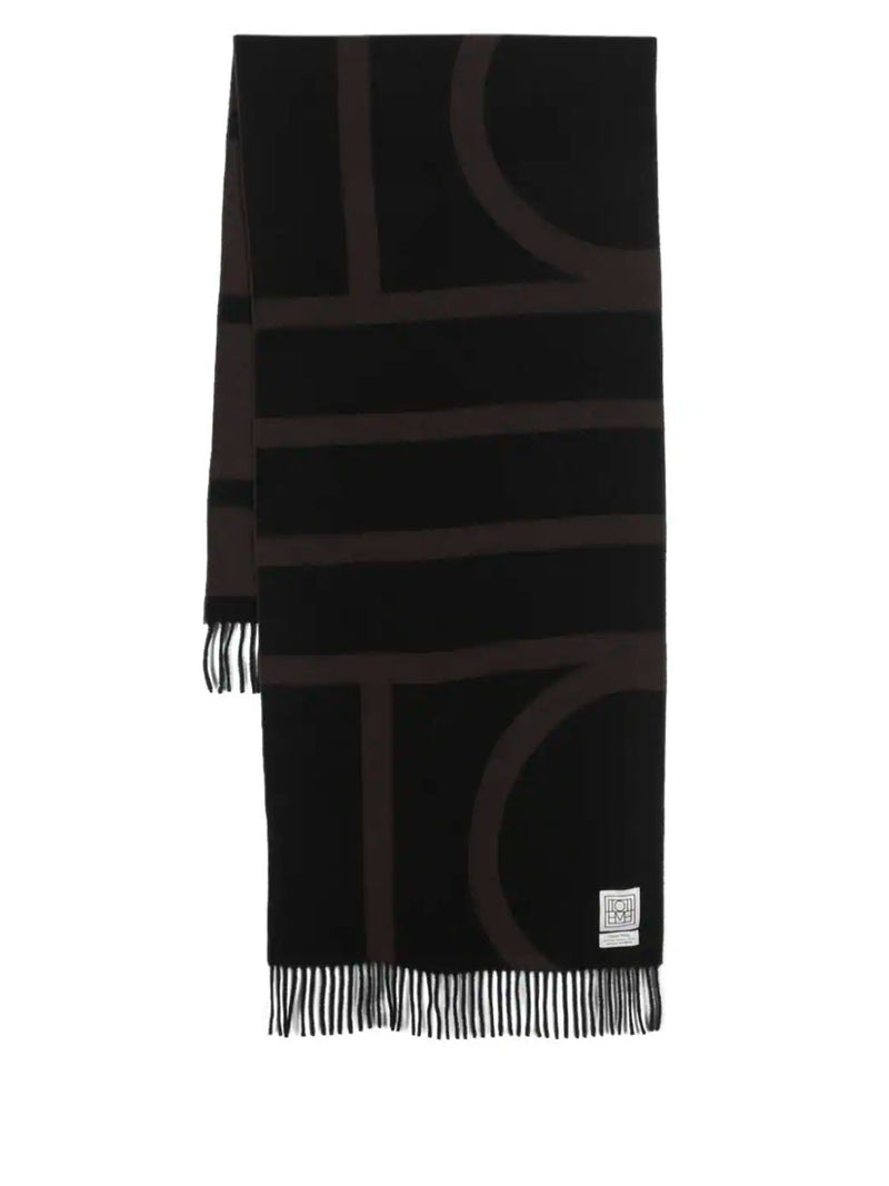 Intarsia-knit virgin-wool shawl