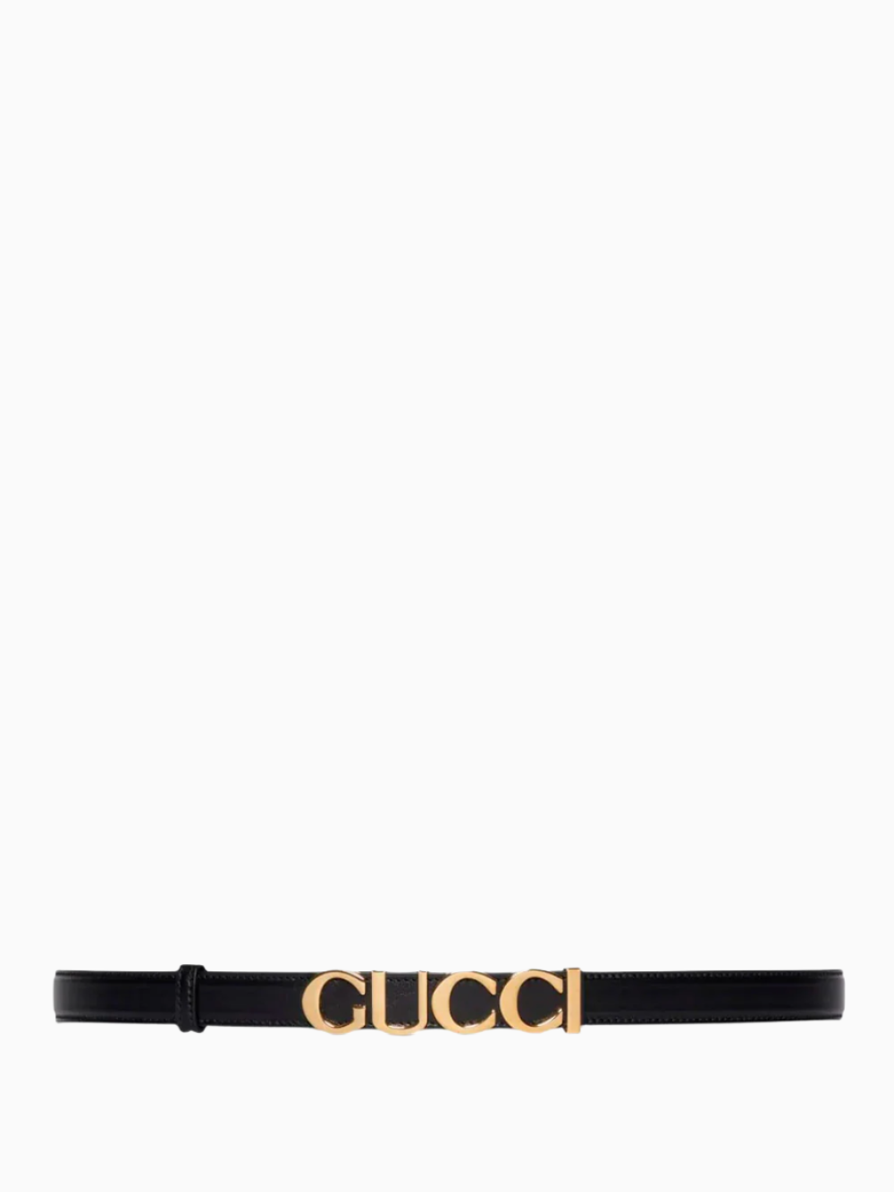 Logo-plaque thin leather belt