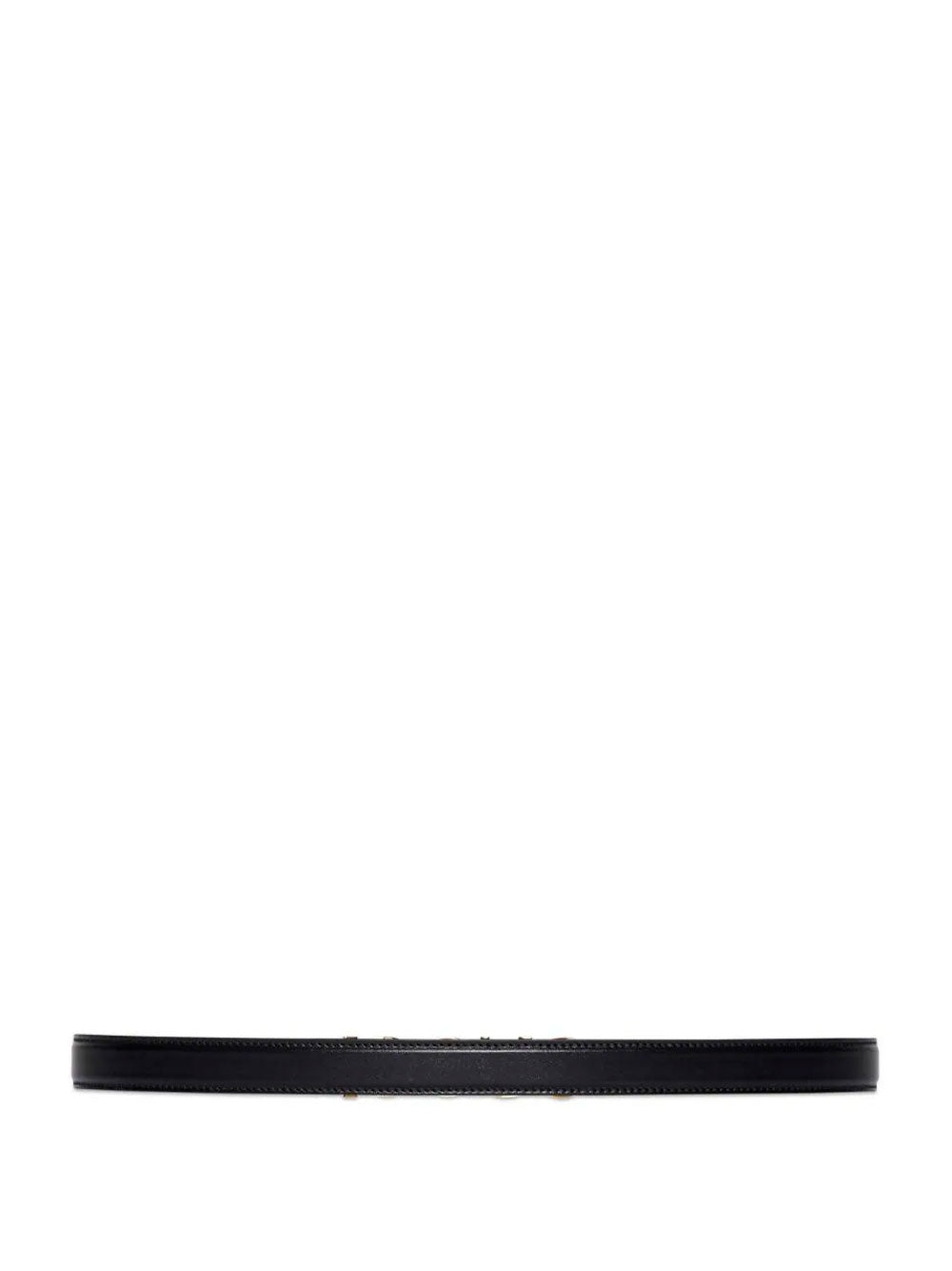 Logo-plaque thin leather belt
