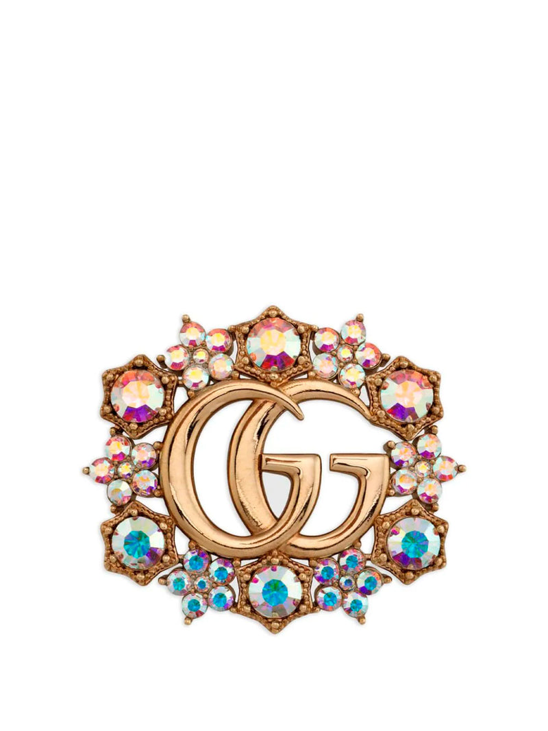 Double G crystal-embellished brooch