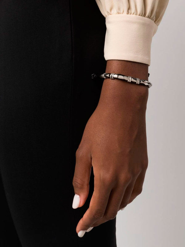Bead-embellished leather bracelet