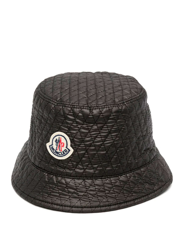Logo-patch quilted bucket hat