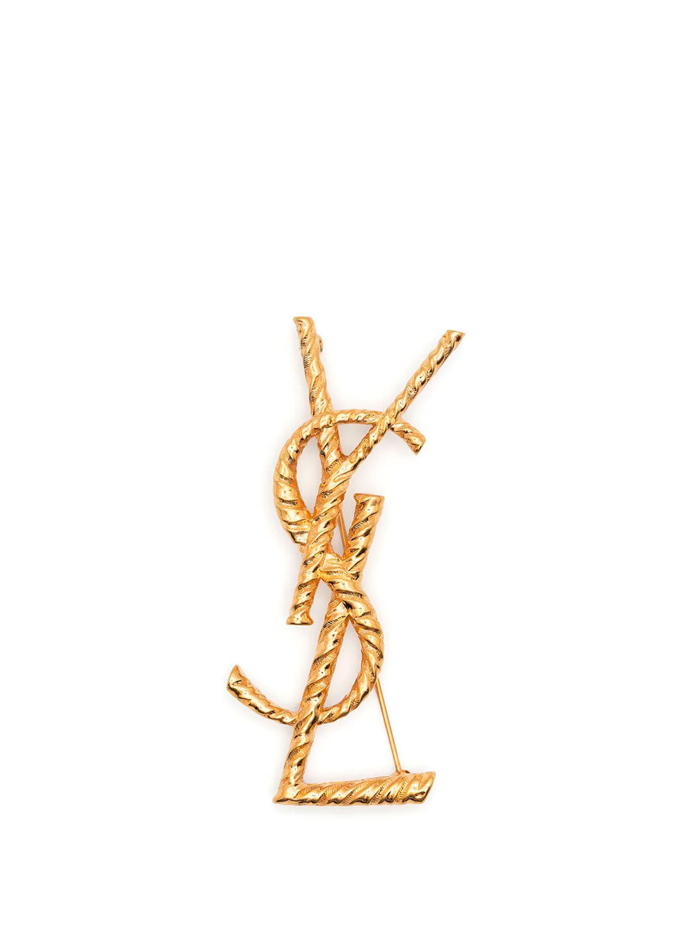 YSL logo brooch