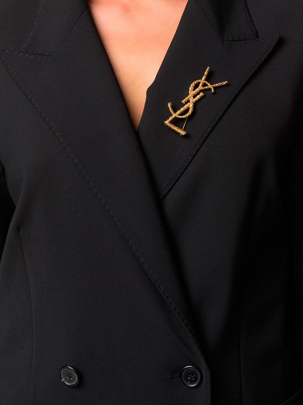 YSL logo brooch