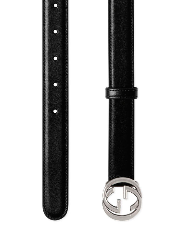 Interlocking G-buckle leather belt