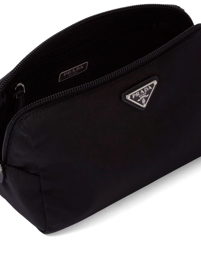 Prada black outlet zip travel pouch