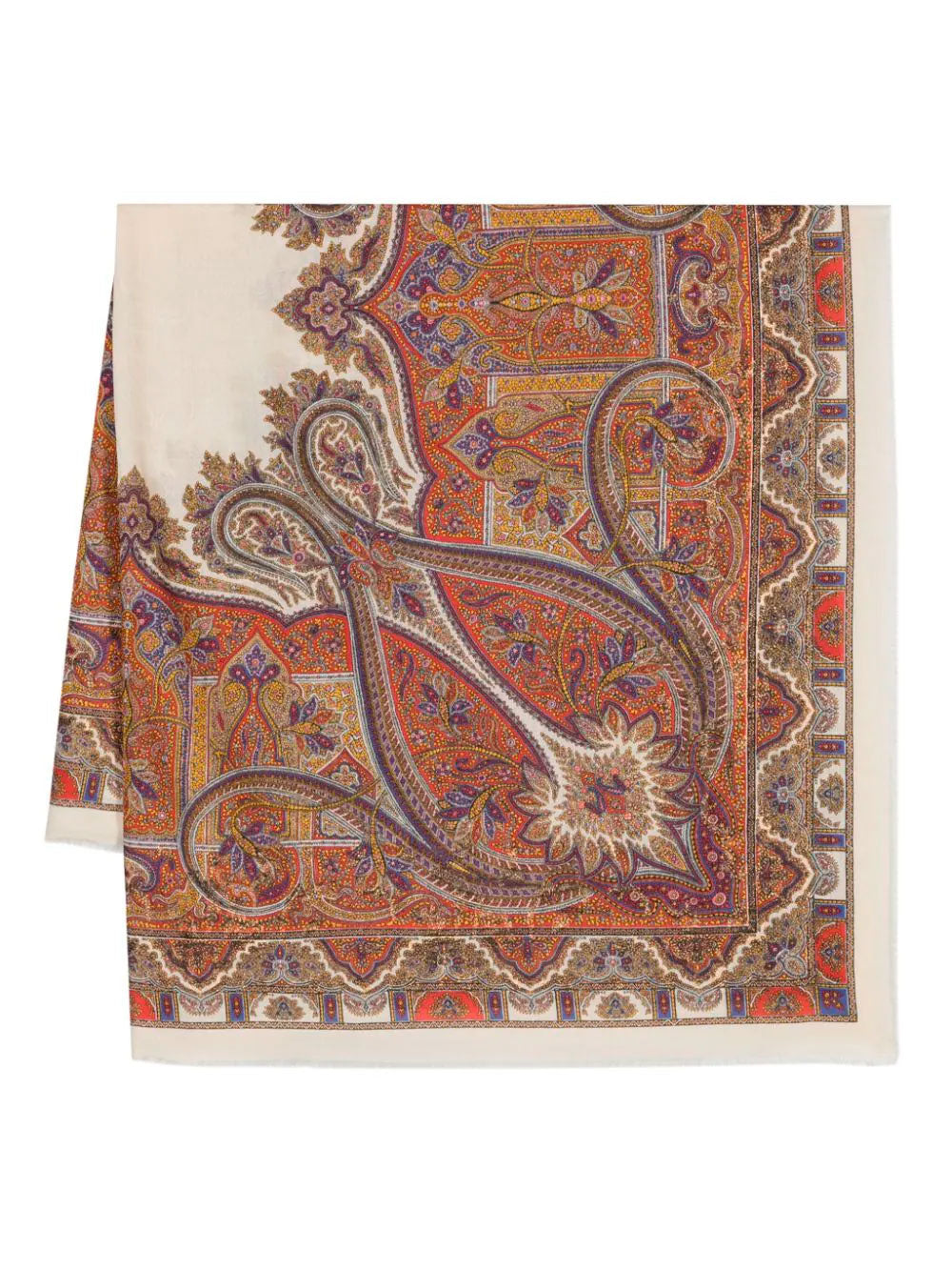 Paisley-print fringed shawl