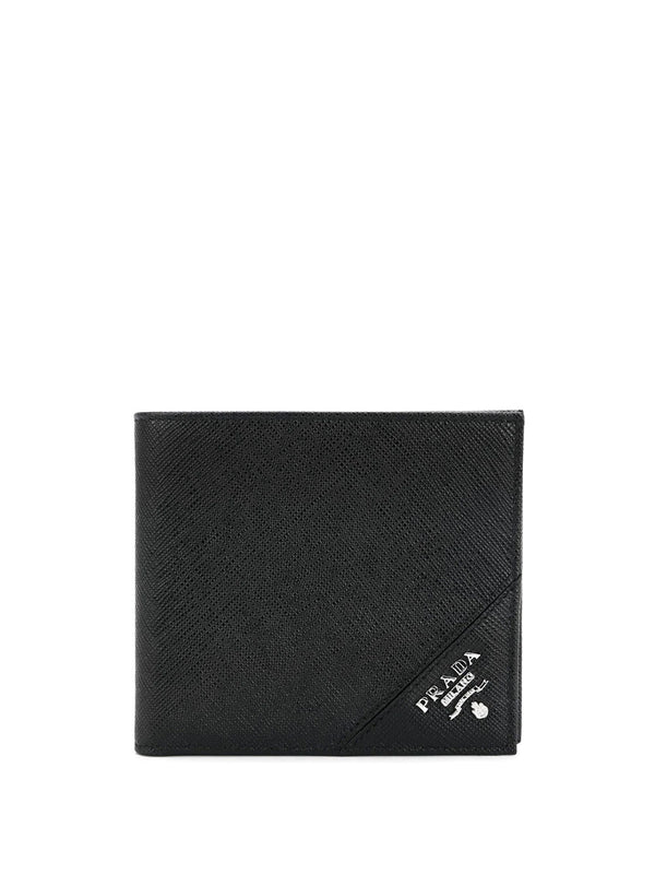 Logo-plaque folding wallet