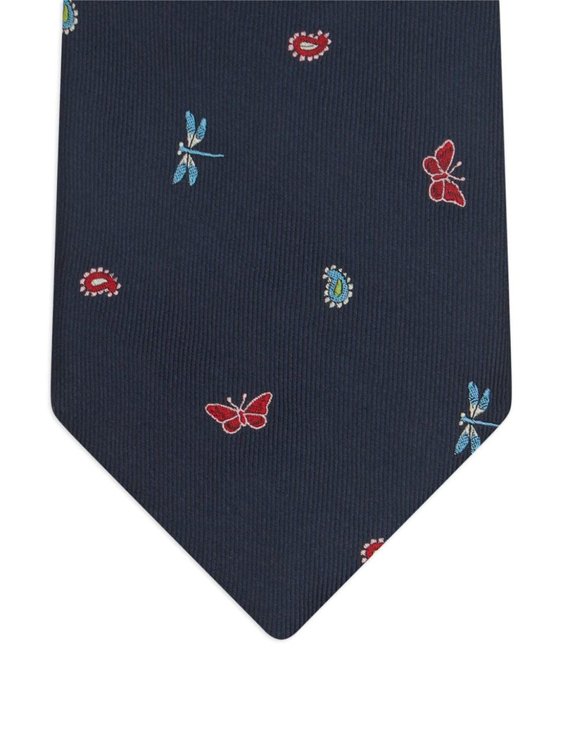 Butterfly-print silk tie