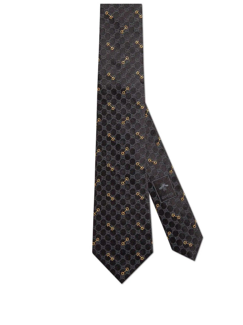 Monogram-pattern silk tie