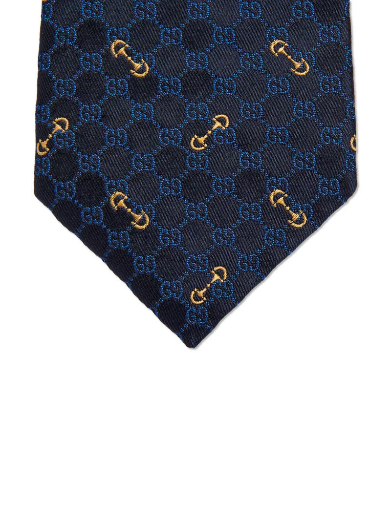 Monogram-pattern silk tie