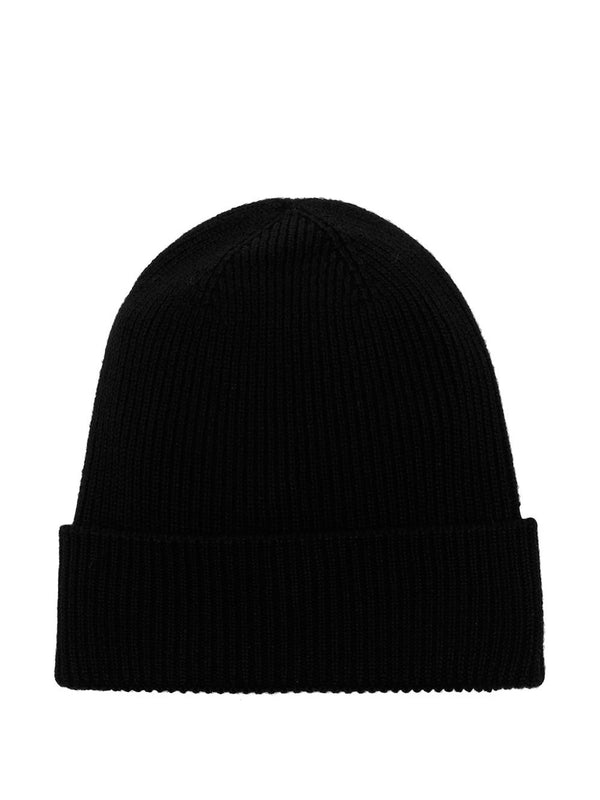 Logo-patch knitted beanie