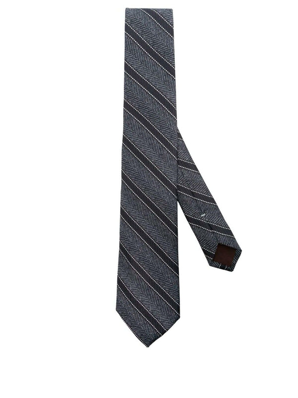 Stripe-pattern silk tie