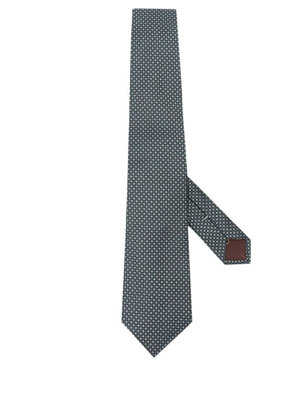 Graphic-print silk tie
