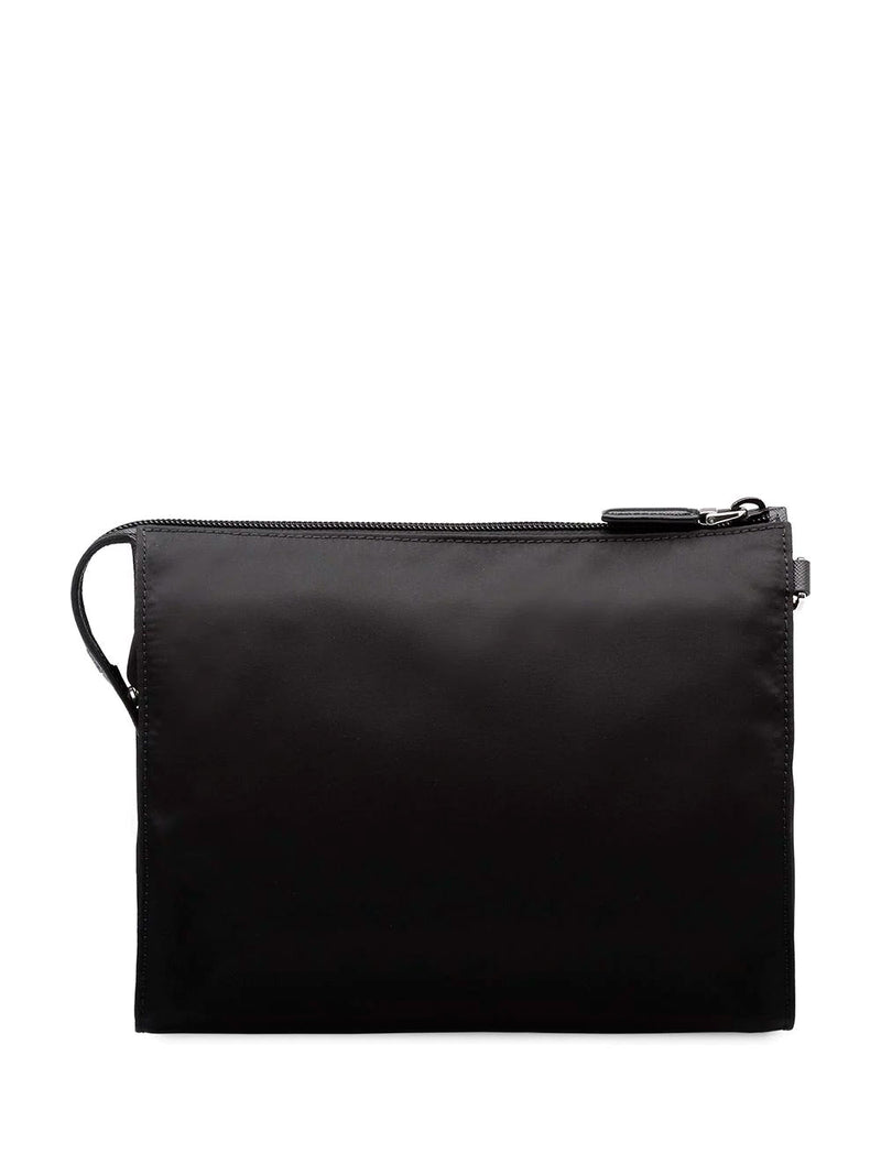 Re-Nylon and Saffiano leather pouch