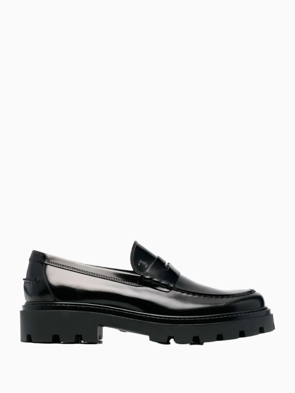 Black leather loafers