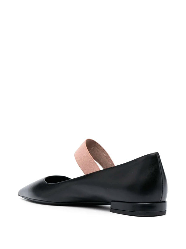 Pointed-toe leather ballerina shoes