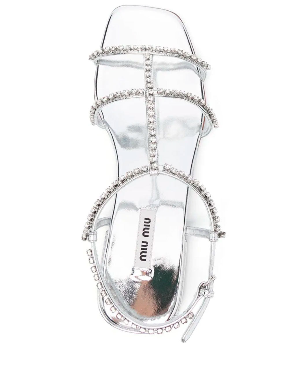Crystal-embellished strap sleather sandals