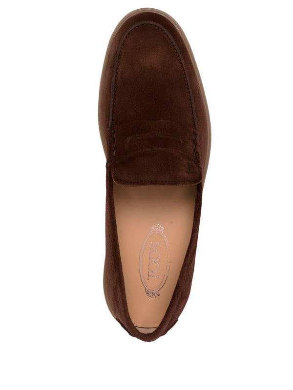 Suede penny loafers