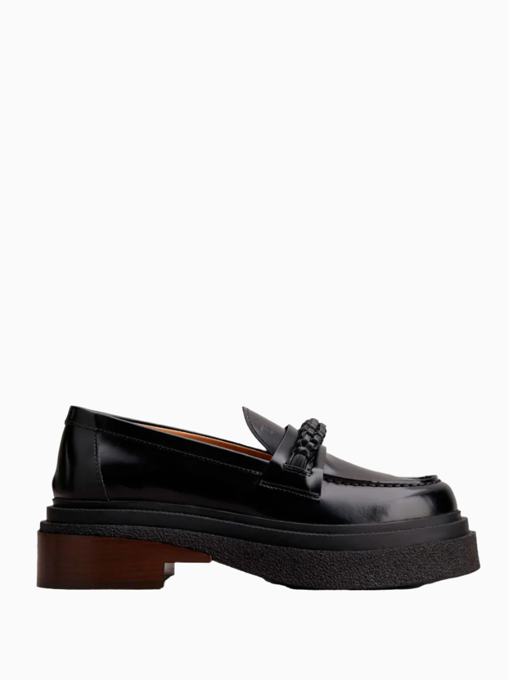 Chain appliqué leather loafers