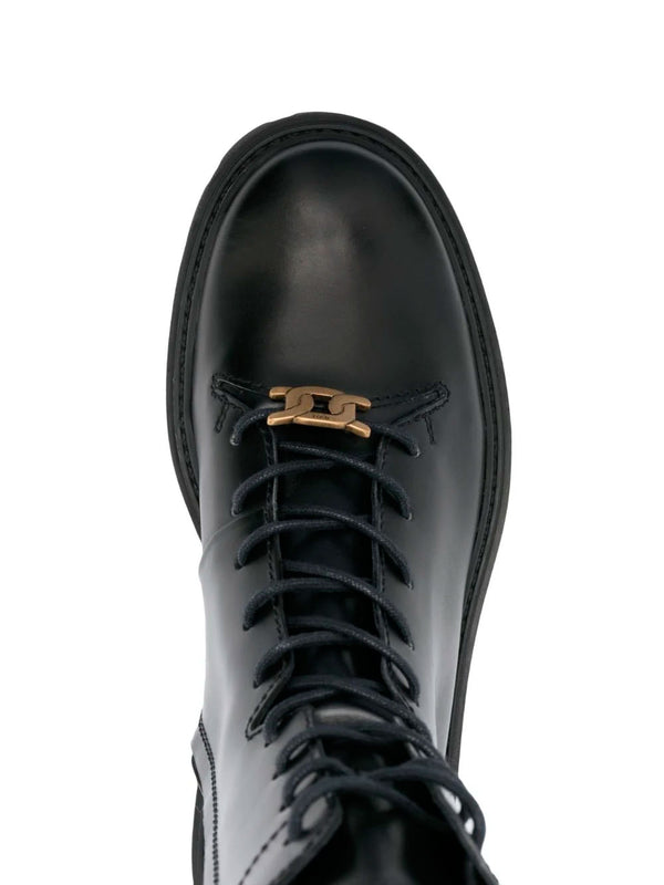 Logo-plaque leather ankle boots