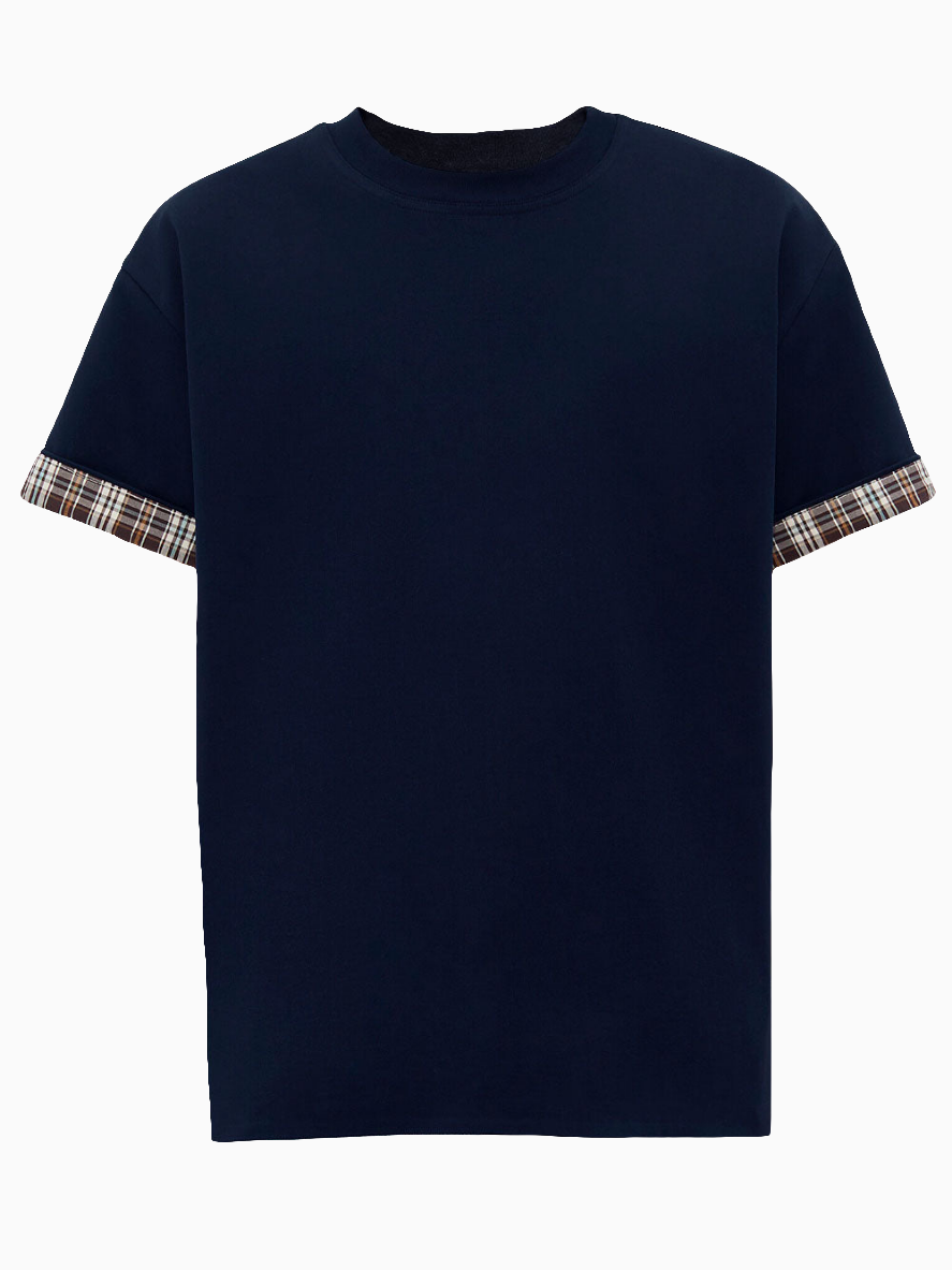 Double layer checked T-shirt