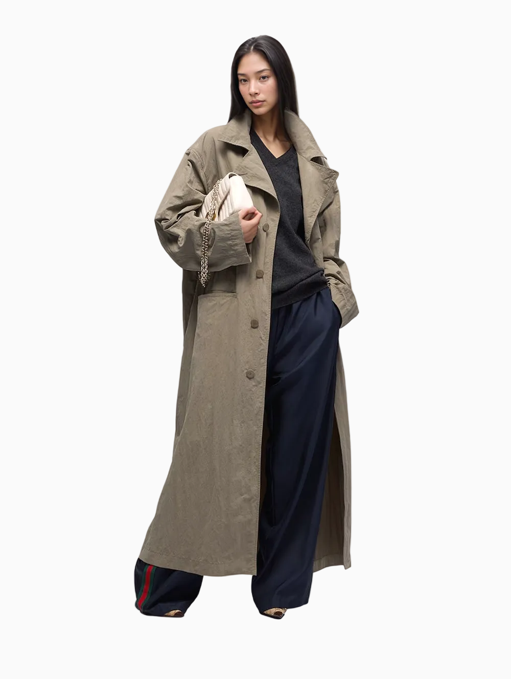 Washed trench coat
