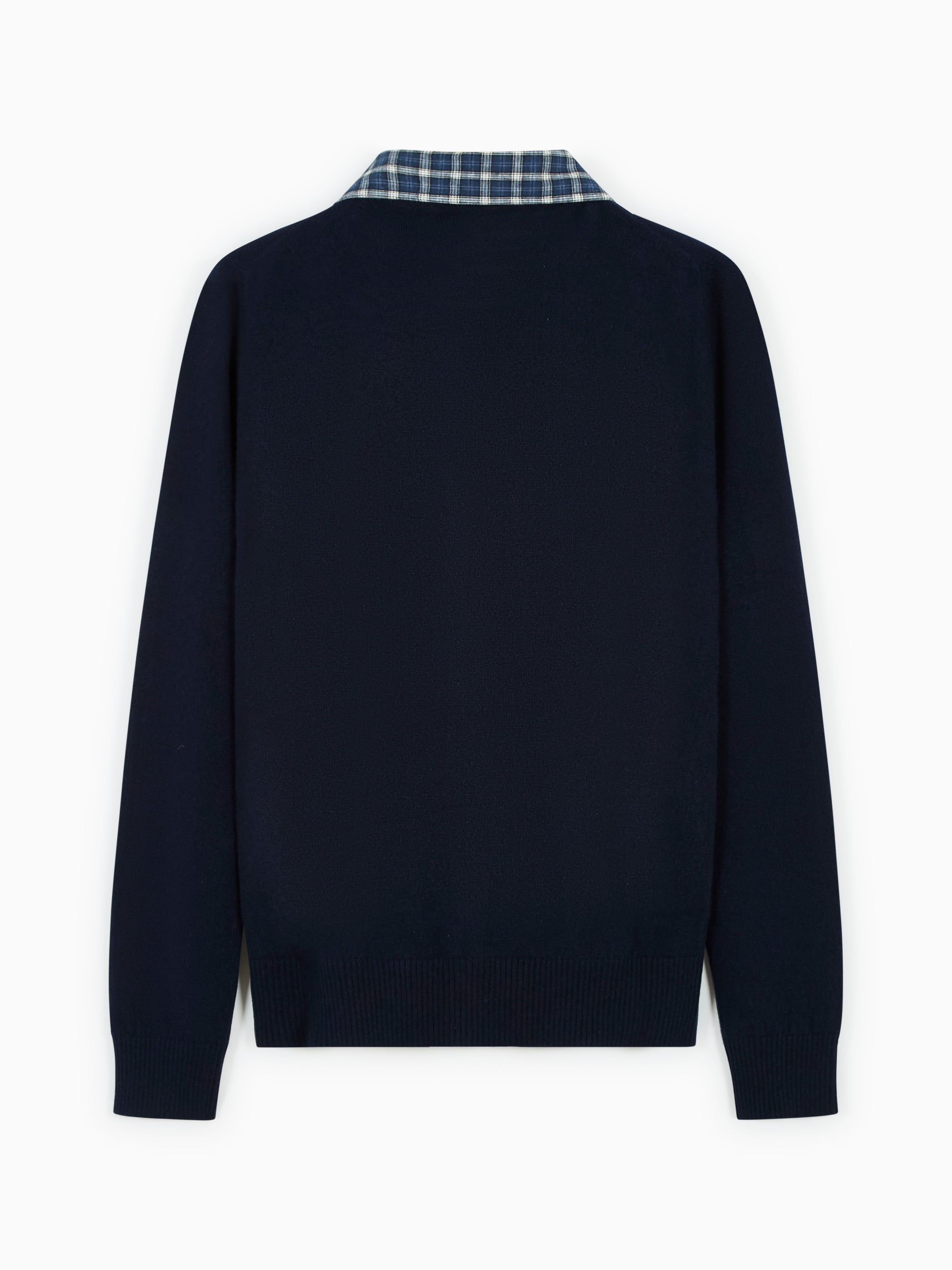 Check collar cardigan