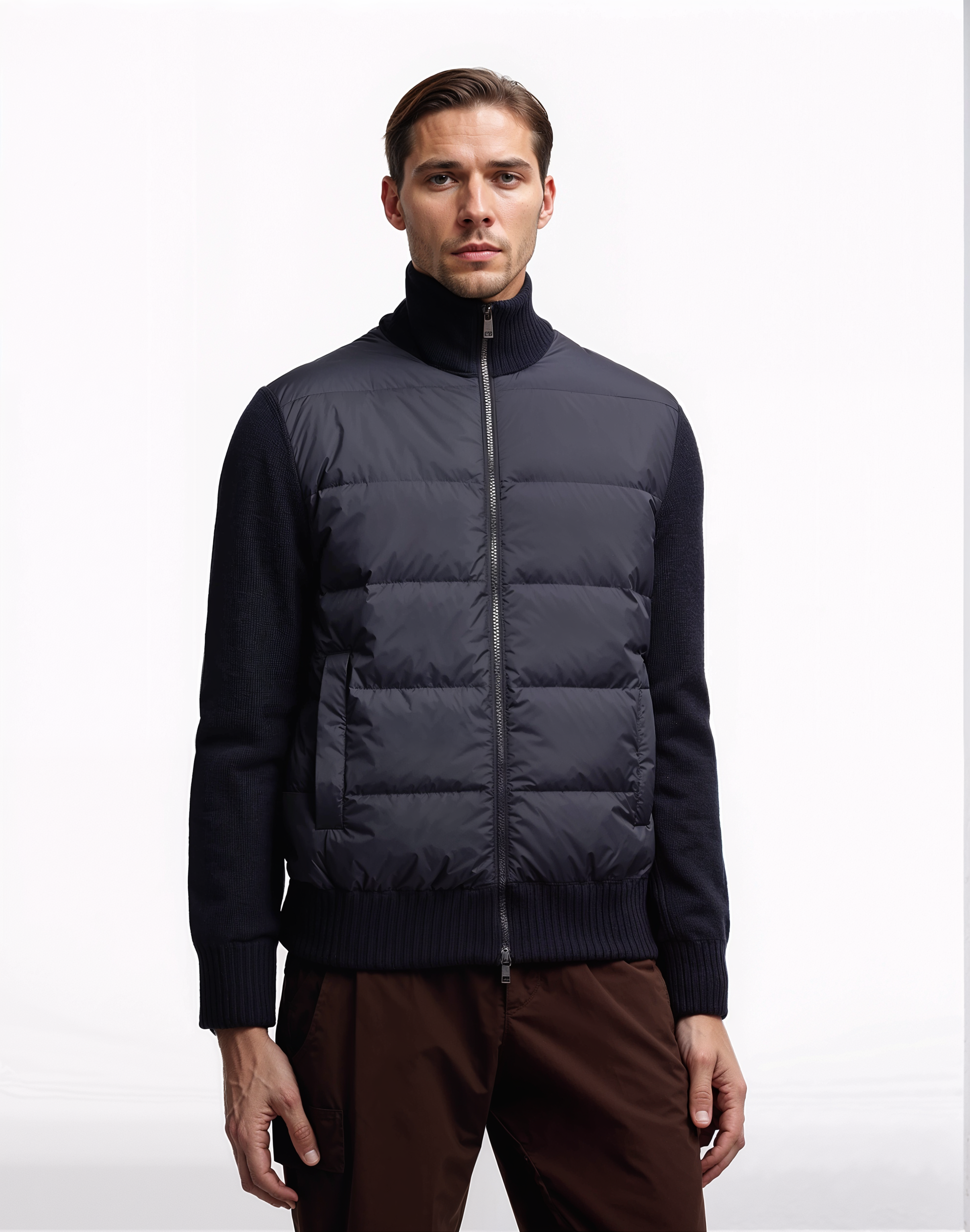 Quilted wool cardigan