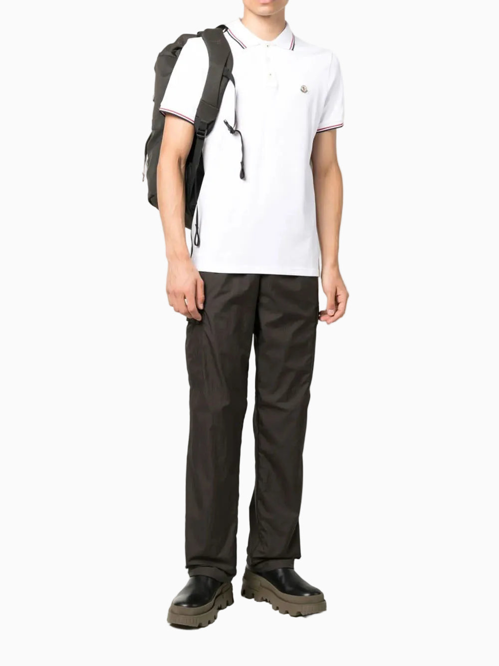 Tricolour-trimmed polo shirt