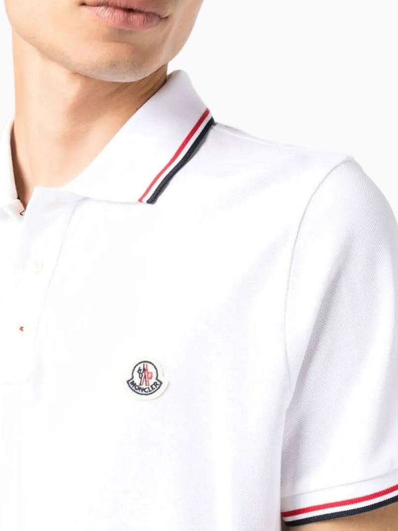 Tricolour-trimmed polo shirt