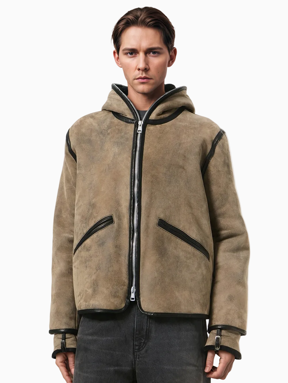Full zip shearling jacket