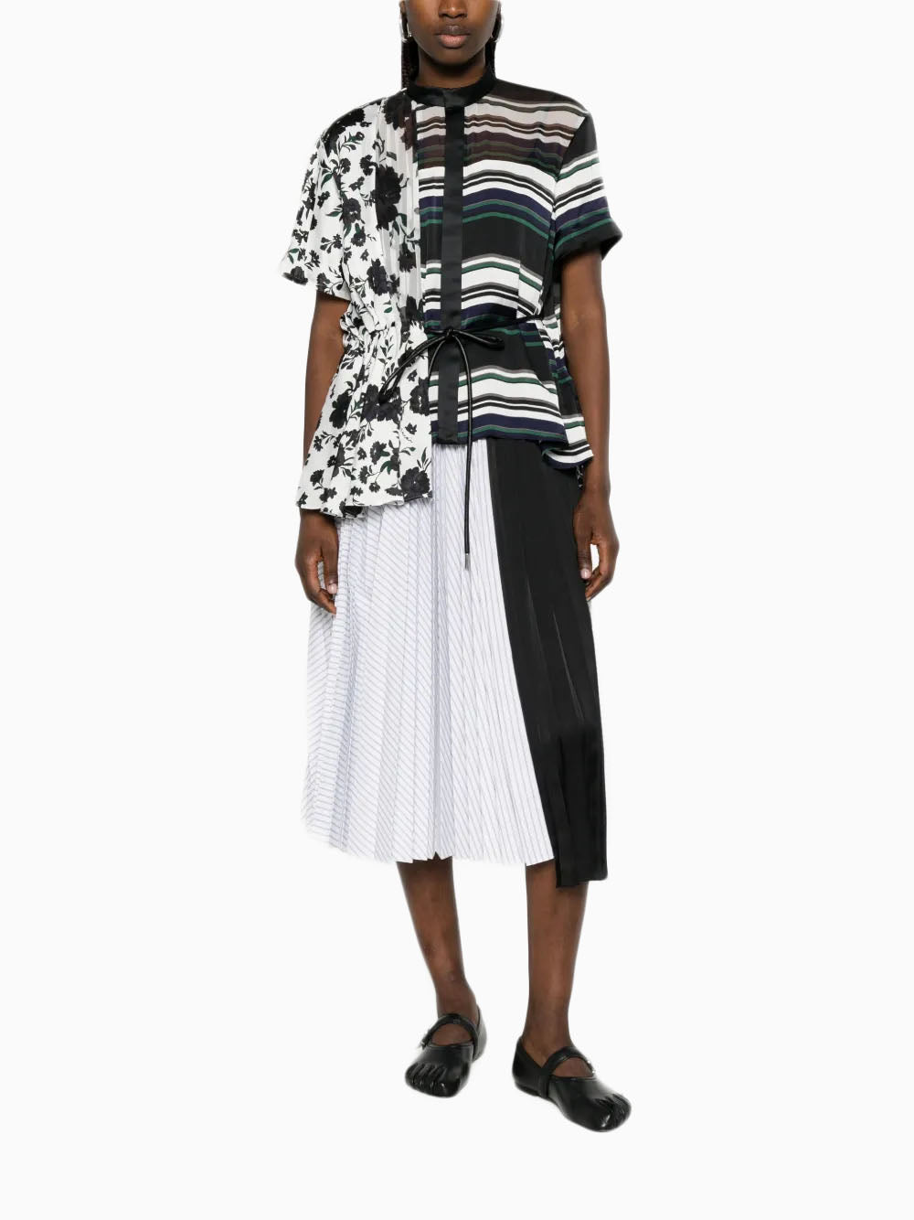 Striped midi skirt