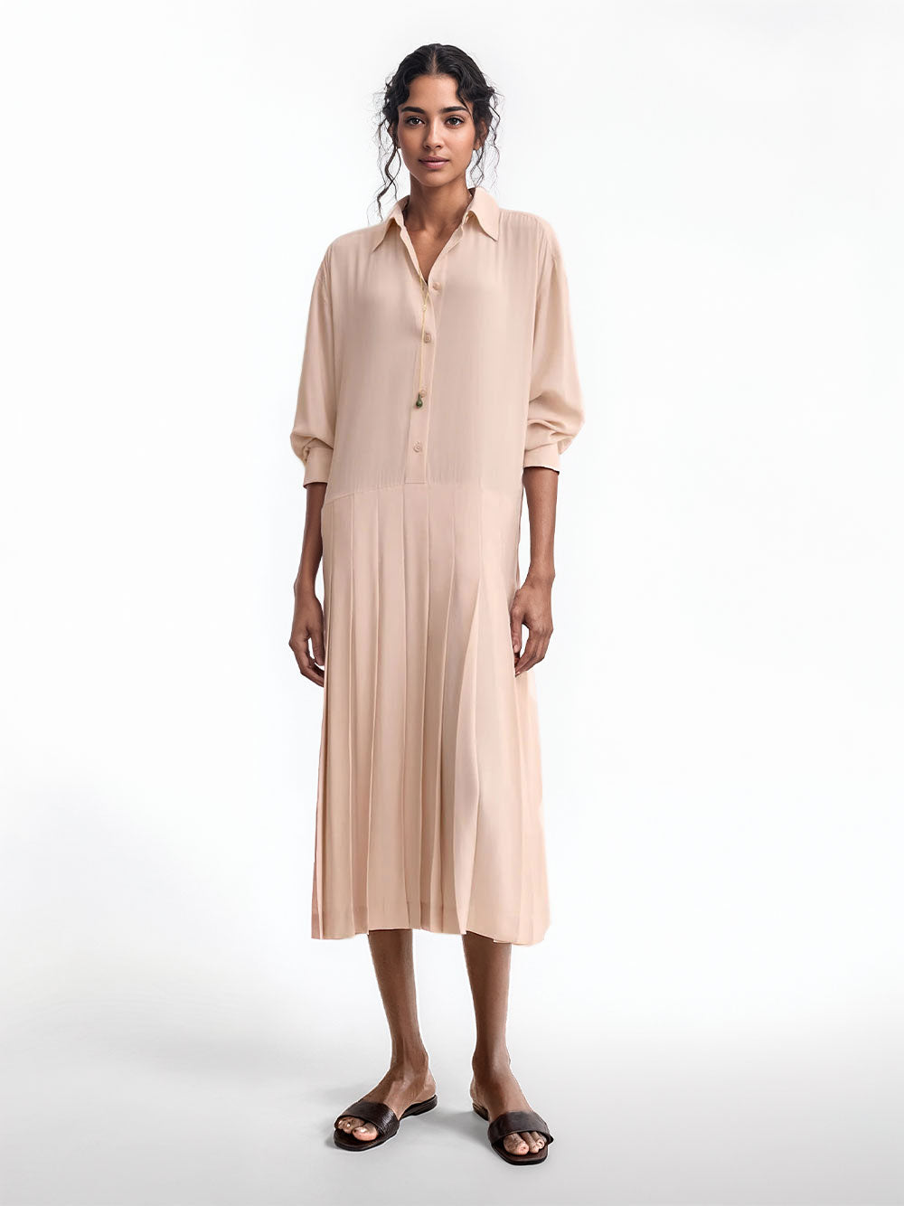 Vestido camisero seda
