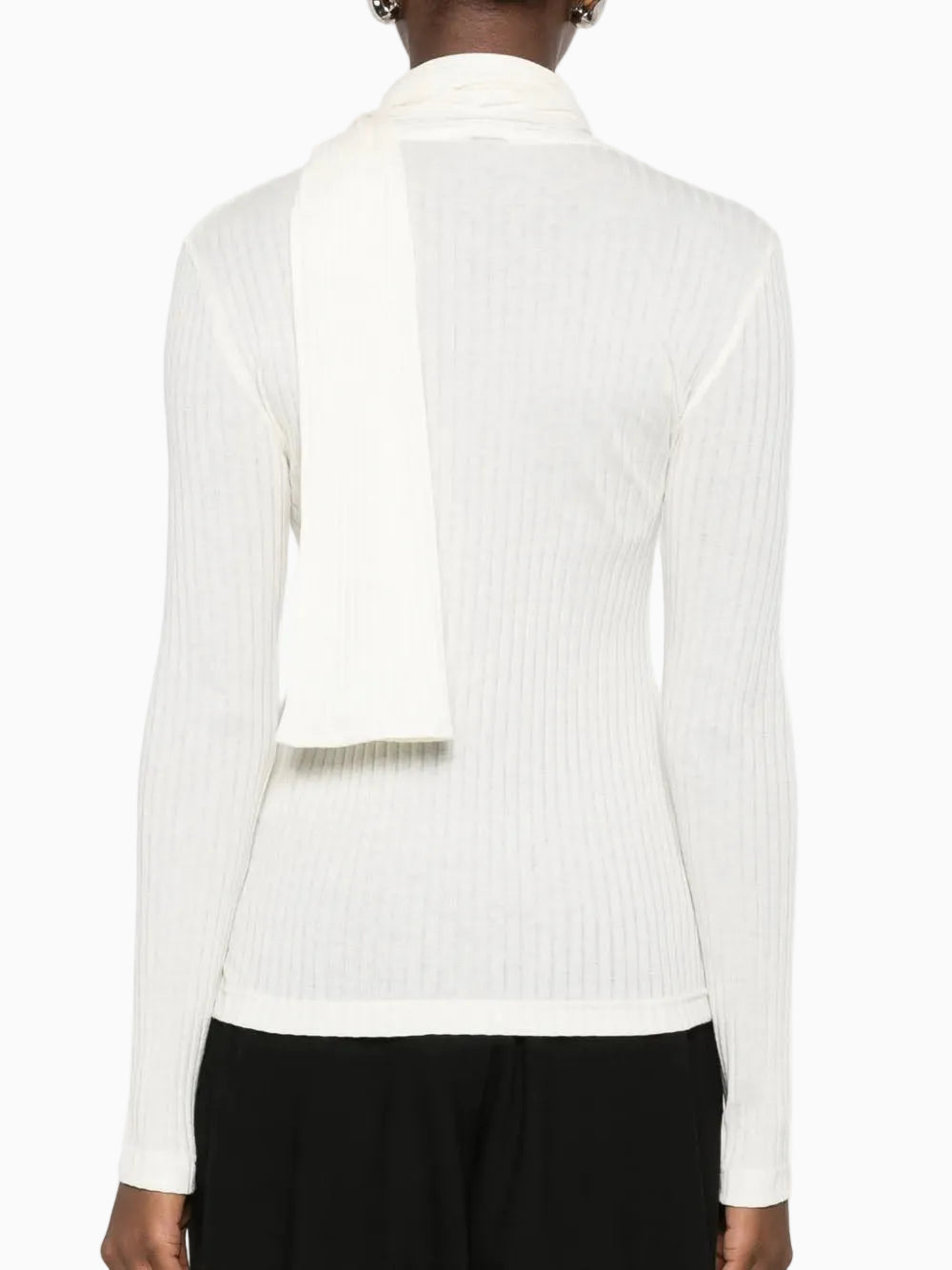 Ribbed bow blouse