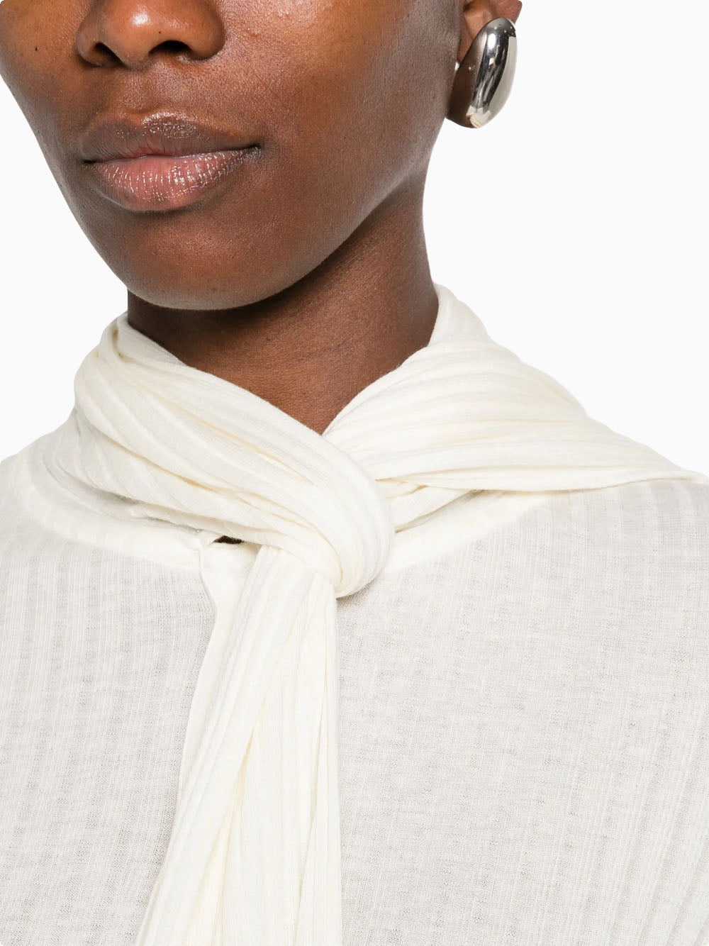 Ribbed bow blouse