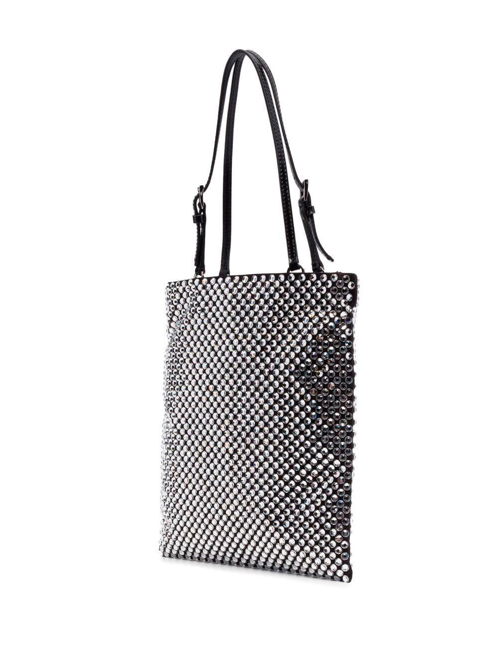 Crystal-embellished satin handbag