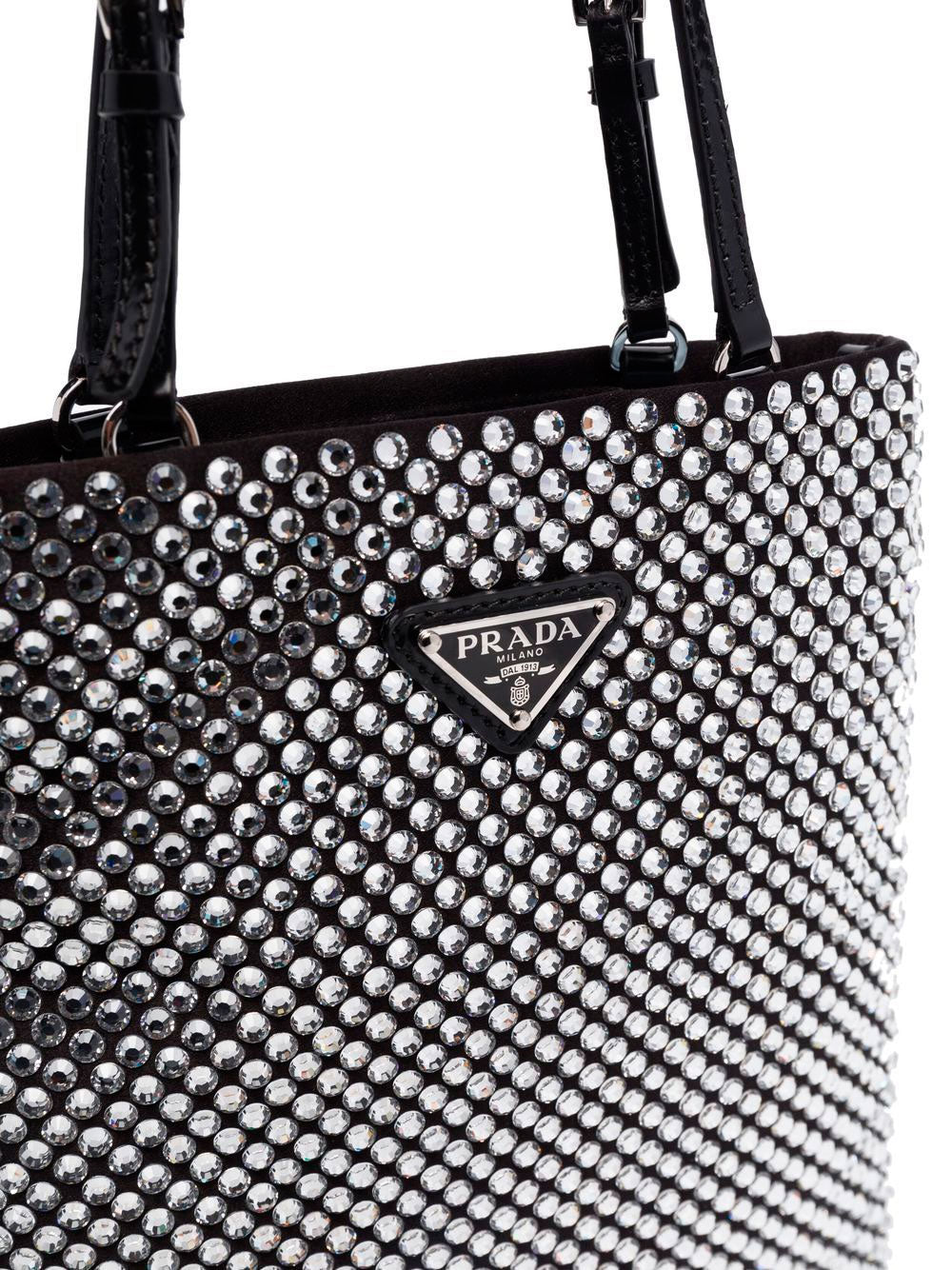 Crystal-embellished satin handbag