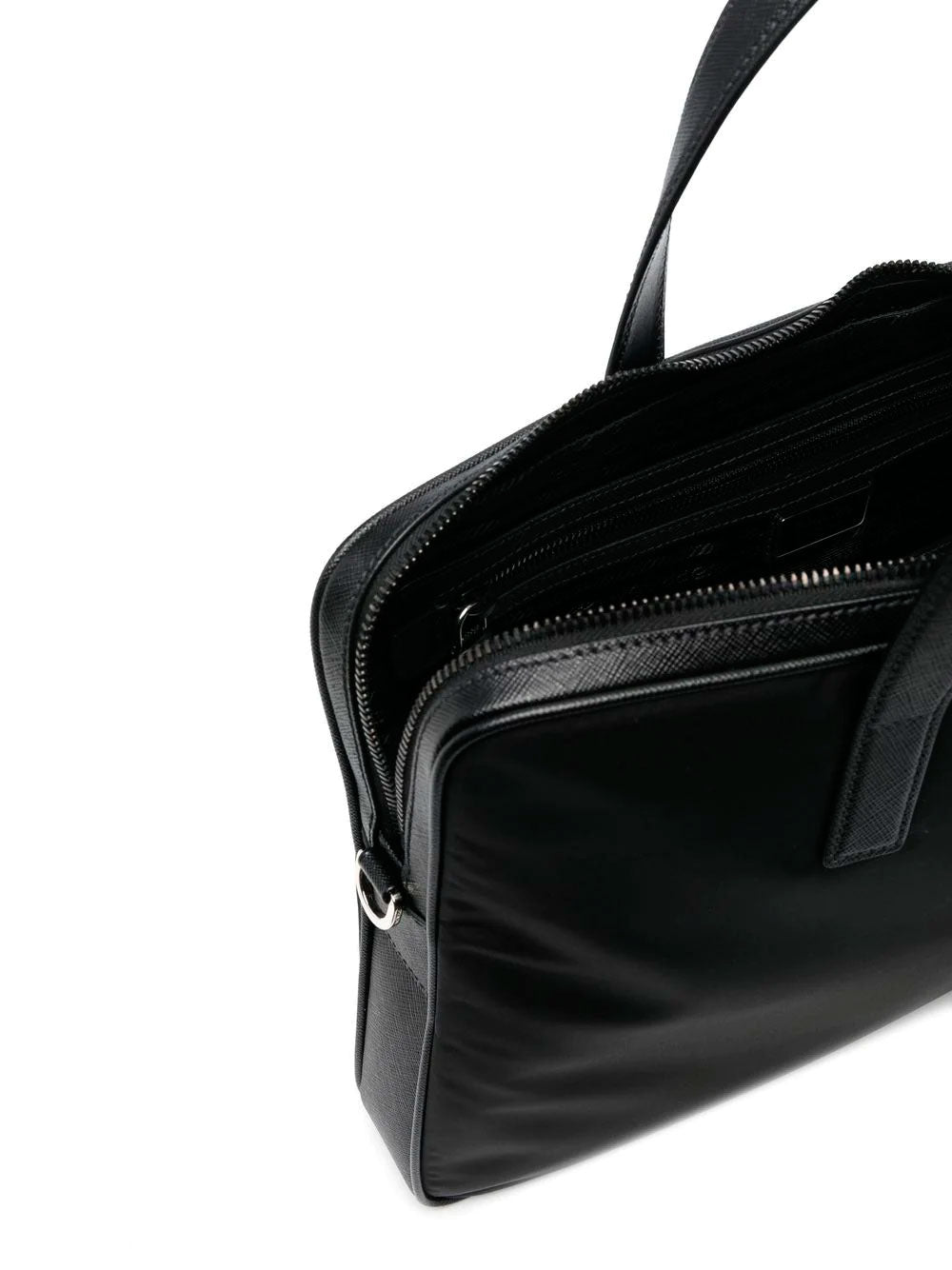 Re-Nylon leather-trimmed briefcase | Prada | OTTODISANPIETRO