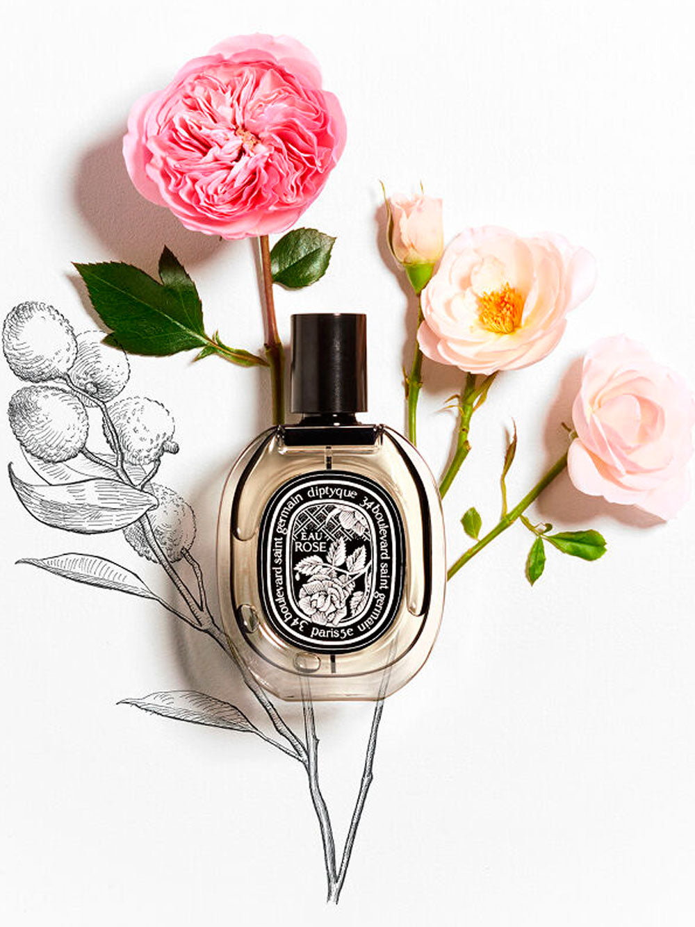 Diptyque EAU ROSE EAU DE PARFUM good 75ML