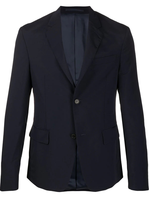 Navy blue technical wool blazer jacket