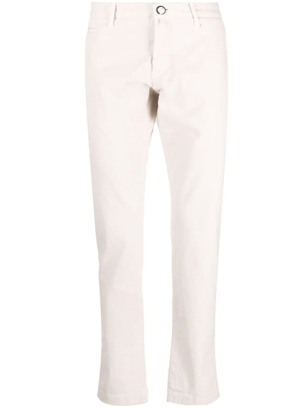 Slim chino trousers in stone beige cotton