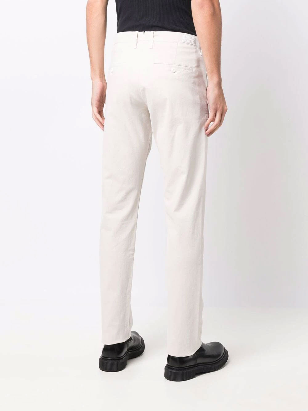 Slim chino trousers in stone beige cotton
