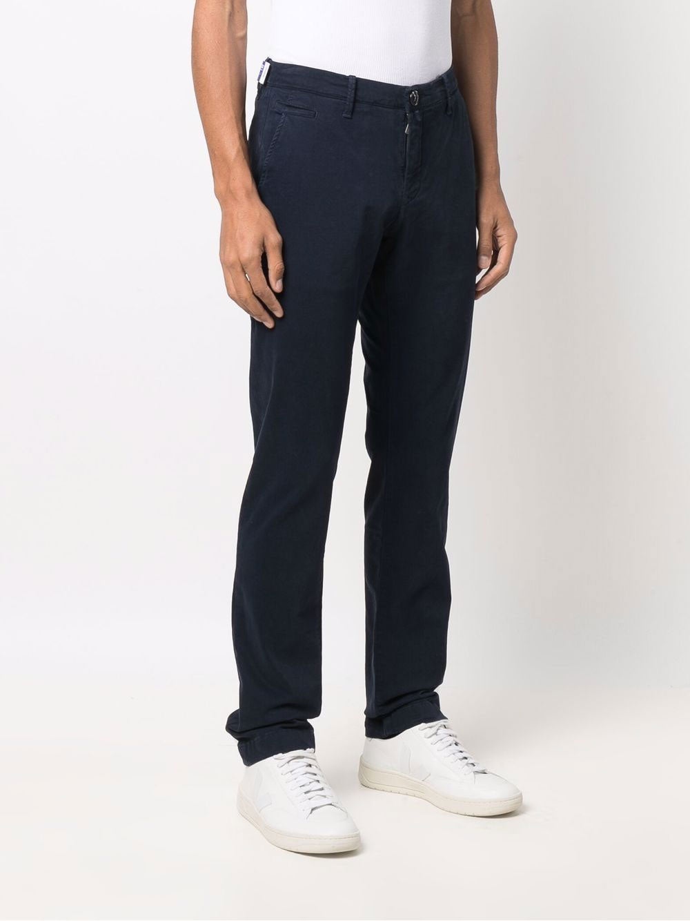 Slim chino trousers in navy blue cotton