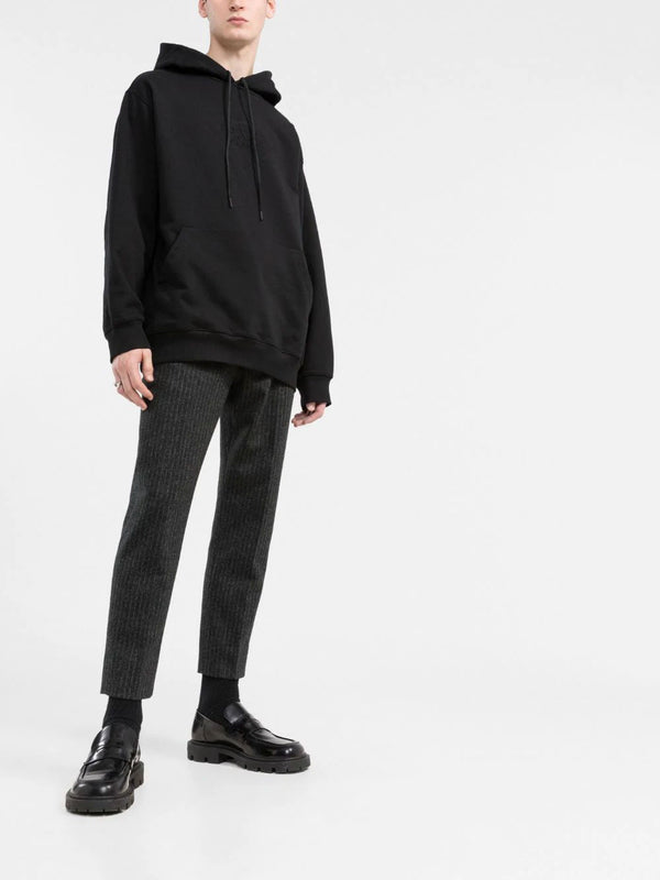 Hooded sweatshirt in black cotton fleece